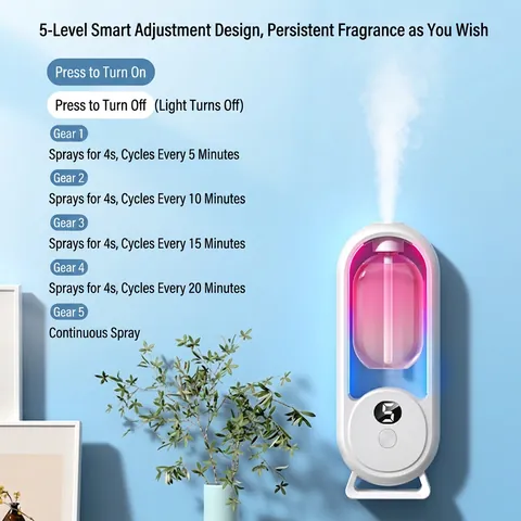 Automatic Air Freshener Spray Machine Aromatherapy Diffuser Modern Minimalist Silent LED Display Wall Mounted USB Rechargeable