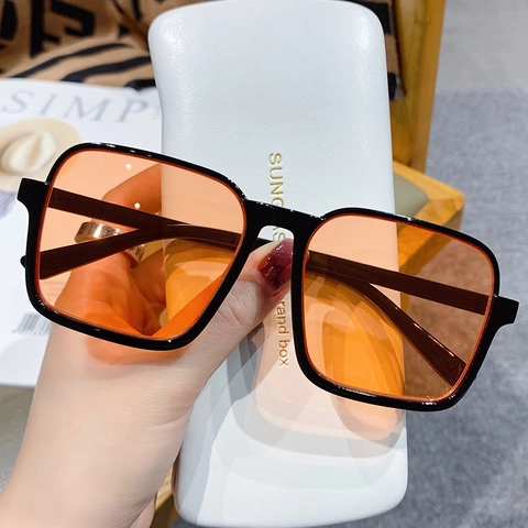 Gafas De Sol Cuadradas Sobredimensionadas Retro Montura PC Lentes AC Protección UV400 Moda Streetwear Para Hombres Mujeres
