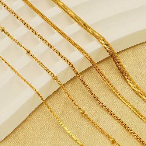Collana A Catena In Acciaio Inossidabile Placcato Oro 18K Gioielli Minimalisti Ipoallergenici Per Uomo Donna