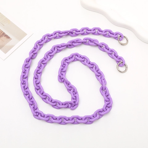 Colorful Acrylic Link Chain Phone Lanyard Crossbody Bag Strap With Metal Rings Anti-Lost Durable Plastic Decorative Shoulder Belt For Women