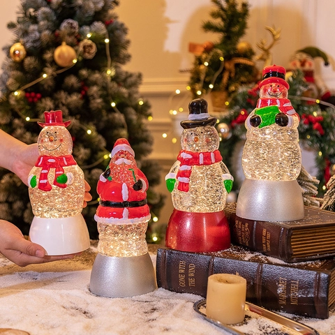 Christmas Snowman Old Man Crystal Ball Music Box Christmas Crystal Wind Lamp Christmas Gift Candle