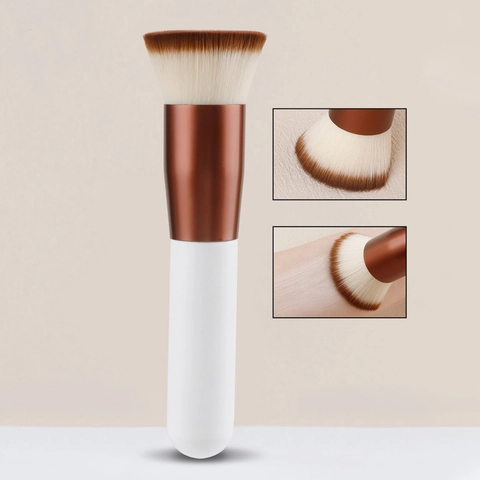 Platte Kop Foundation Kwast Zachte Synthetische Vezels Houten Handvat Naadloze Make-up Tool Voor BB Cream