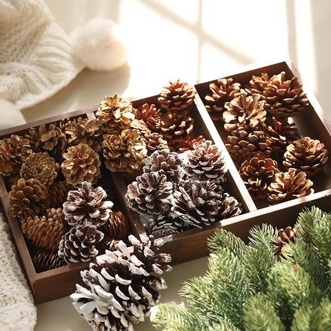 Piñas De Pino Naturales Decoración Navidad Oro Plata Rosa Nevado Manualidades Accesorios Fotografía Adornos Rústicos