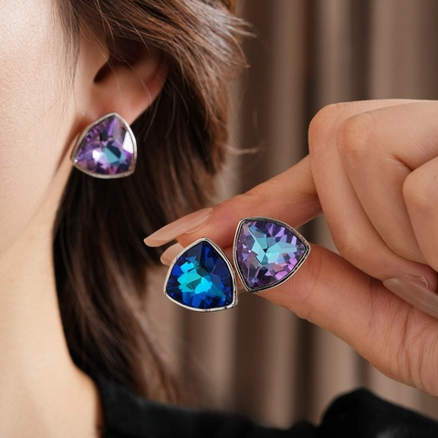 Triangle Ohrstecker Geometrische Legierung Strass Kristalle Mit Silber Ohrringpfosten Elegante Mode Schmuck Für Frauen
