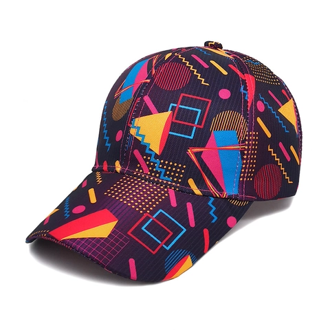 Casquette De Baseball Imprimé Géométrique Rétro Polyester Respirant Protection Solaire Extérieur Mode Streetwear Pour Femmes Hommes