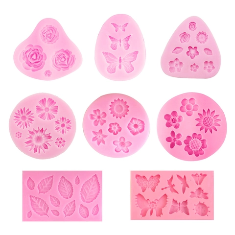 Flower Butterfly Leaf Silicone Molds For Soap Candle Aromatherapy Plaster Chocolate Fondant Baking Tools Flexible