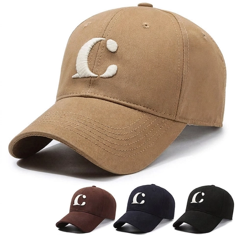 Geborduurde Honkbalpet Met Letter C Voor Dames Heren Katoen Verstelbare Zonnehoed Mode Casual Eendenpootpet Sport Streetwear Accessoire