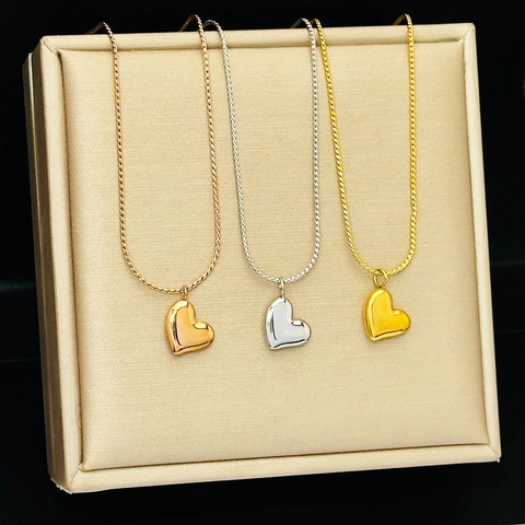 Collana Con Pendente A Cuore Minimalista Acciaio Al Titanio Lucidato Gioielli Eleganti Per Donne Accessorio Moda