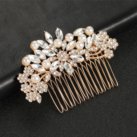 Peine De Cabello Para Novia Con Perlas Artificiales Artificiales Y Diamantes De Imitación Elegante Tocado De Boda De Aleación
