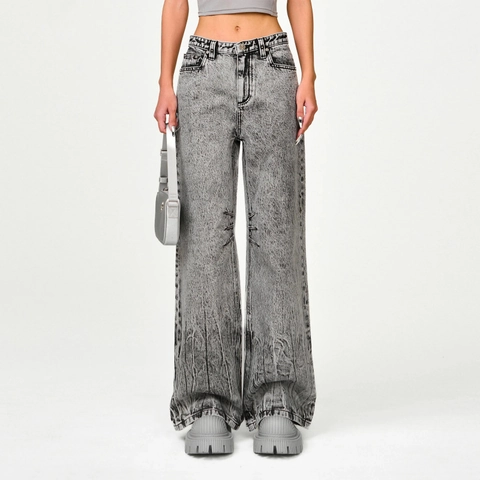 High Waist Wide Leg Jeans Acid Wash Katoen Denim Streetwear Vintage Baggy Broek Voor Dames Casual Mode