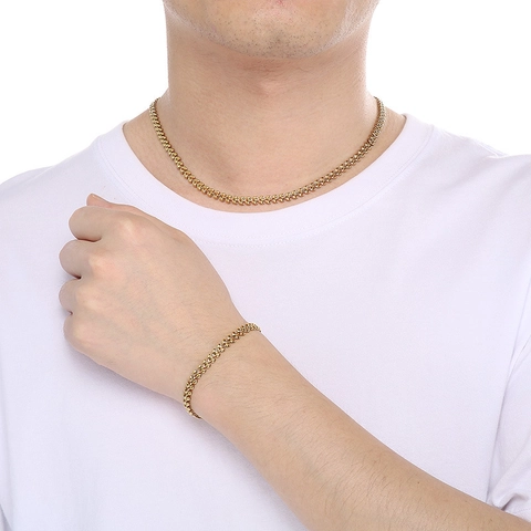 Fashion Stainless Steel Fishbone Chain Necklace And Bracelet Minimalist Beach Vacation Jewelry For Men And Women