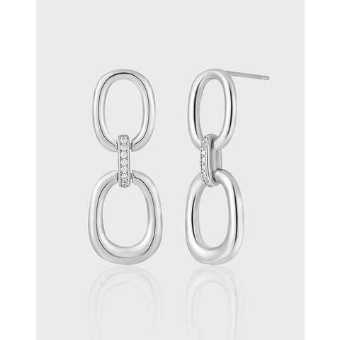Boucles D'oreilles Géométriques À Double Boucle Entrelacée Argent 925 Zircone Bijoux Minimalistes Femmes