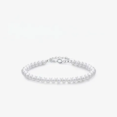 Künstliche Perlenarmband 925 Sterling Silber Verstellbare Verlängerungskette Elegant Minimalistisch Mode Für Frauen
