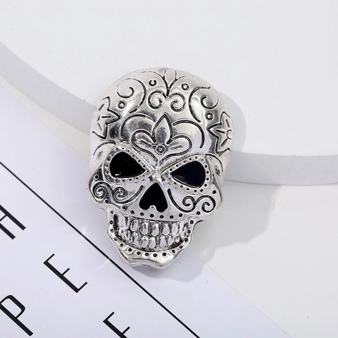 Spilla Teschio Pin Distintivo Lega Strass Retrò Gotico Punk Halloween Accessori Per Abbigliamento Gioielli