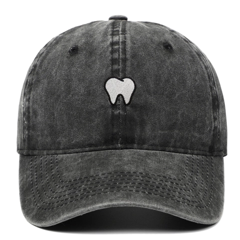 Washed Cotton Baseball Cap Vintage Distressed Tooth Embroidery Adjustable Sun Protection Outdoor Sport Dad Hat
