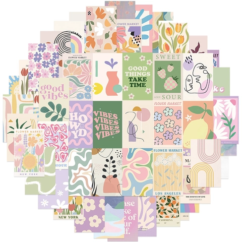Adesivi Estetici Danish Pastel PVC Impermeabile Decalcomanie Decorative Per Laptop E Quaderno Colori Macaron