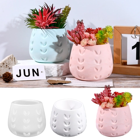 Heart Pattern Silicone Mold For DIY Candle Cup Succulent Vase Resin Casting Gypsum Desktop Decor Modern