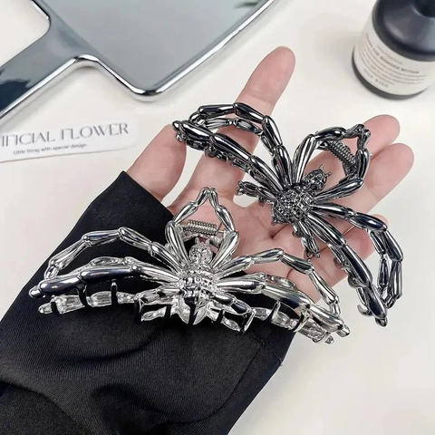 Pinza Araña Grande De Metal Aleación Shark Grip Gótico Punk Halloween Accesorio De Fiesta Para Mujeres Niñas Estilo Oscuro