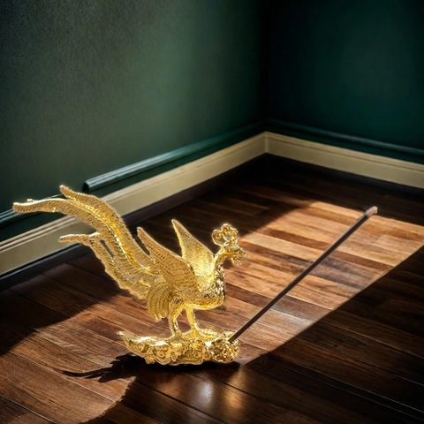 Support De Bâton D'encens Phénix Alliage Plaqué Or Brûleur D'encens De Bureau Décoration Maison Style Zen Antique