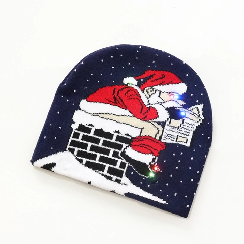 Berretto Di Natale LED Luminoso Acrilico Maglia Inverno Caldo Festa Di Natale Modello Per Adulti