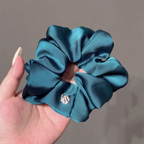 Satin Satin Scrunchies Large Hair Ties Solid Color French Vintage Hair Accessories For Women Soft Elastic Rubber Bands