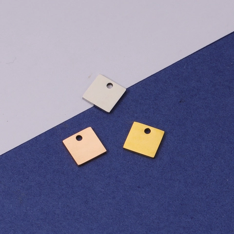 Colgantes Cuadrados En Blanco De Acero Inoxidable 304 Pulido Espejo Etiquetas Para Creación De Joyas DIY