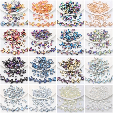 Star Moon Glass Beads Iridescent AB Electroplated Colorful DIY Jewelry Making Accessories Bracelet Necklace