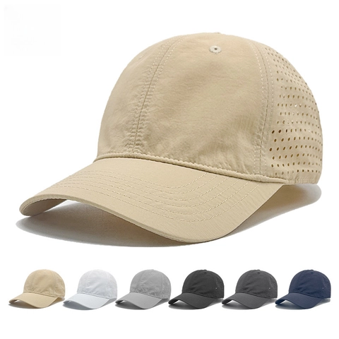 Baseballkappe Nylon Schnelltrocknend Atmungsaktiv Laser Perforiert Outdoor Sport Sonnenhut Verstellbar Für Herren Damen