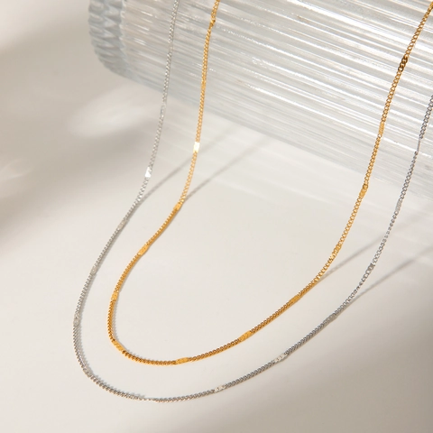 Collana Catena In Acciaio Inossidabile Minimalista Donna Placcata Oro Catena Clavicola Versatile Sottovuoto Gioielli