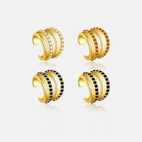 Ear Cuff de Plata de Ley 925 Minimalista Doble Fila Sin Piercing Diamantes de Imitación Multicapa Pendientes de Clip Para Mujer Joyería de Moda Regalo