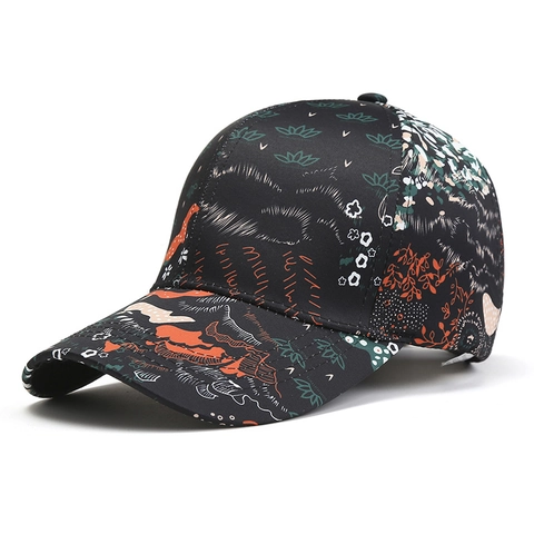 Cappellino Da Baseball Stampa Floreale Astratta Traspirante Protezione Solare Fibbia In Metallo Regolabile Streetwear Uomo Donna