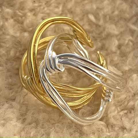 925 Sterling Silber Ring Mit Knotendesign Geometrisch Gewunden Verstellbar Minimalistischer Schmuck Für Damen