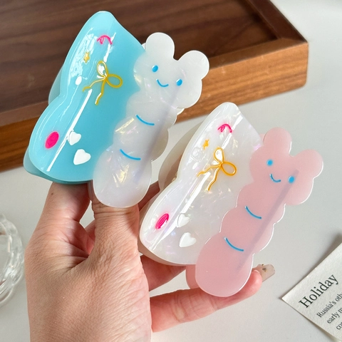 Butterfly Hair Claw Clip Acetate Resin Sweet Cute Pastel Candy Colors Shark Clip Hairpin For Women Girls Hairstyling