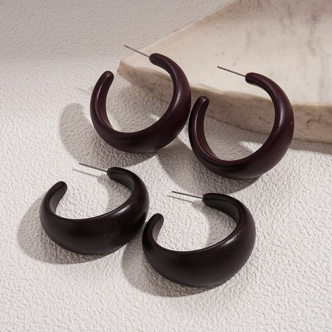 Pendientes De Botón Geométricos En Forma De C Con Poste De Plata Esterlina 925 Acrílico Mate Retro Joyas Para Mujeres