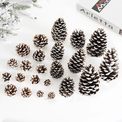 Christmas Pine Cones Natural Wood Snow Tipped Winter Festive Tree Decorations DIY Crafts Home Ornaments