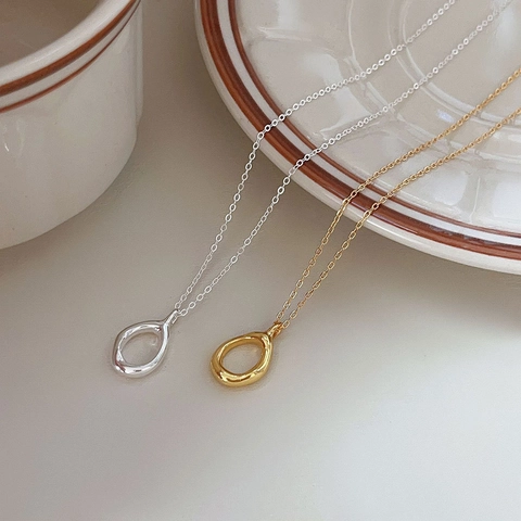 925 Sterling Silber Wassertropfen Anhänger Halskette Minimalistisch Unregelmäßig Chic Schmuck Für Damen
