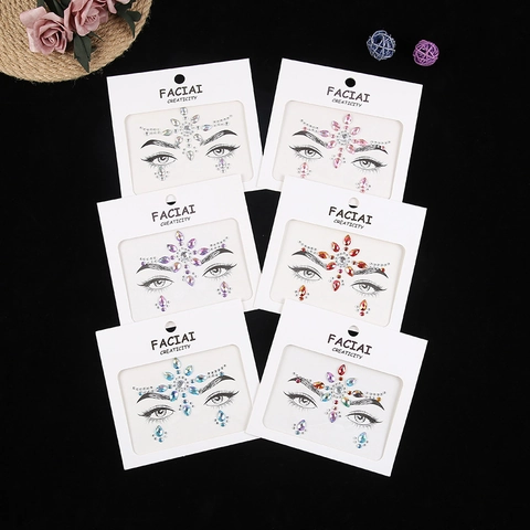 Bijoux De Visage Autocollants En Strass Acrylique Auto-Adhésifs Pour Festival Halloween Party Maquillage Décorations