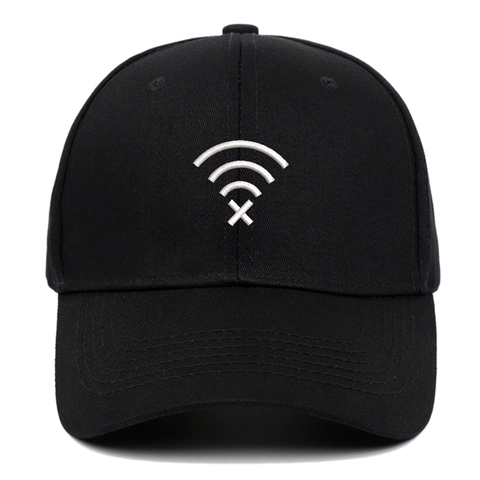 Casquette De Baseball En Coton Brodé Signal No WiFi Bord Incurvé Réglable Chapeau De Soleil Pour Hommes Femmes