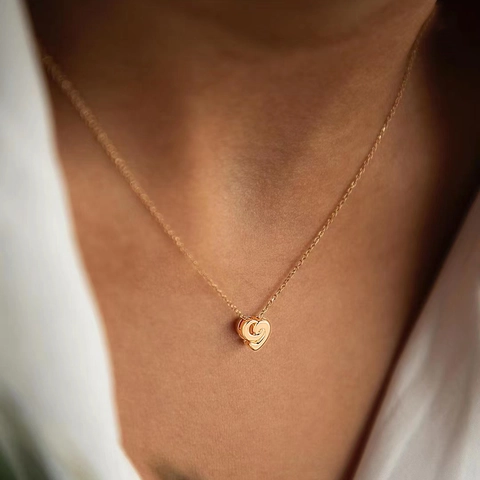 Elegante Wirbel Herz Anhänger Halskette Kupfer Galvanisiert Ins Stil Mode Schmuck Für Frauen Geschenk