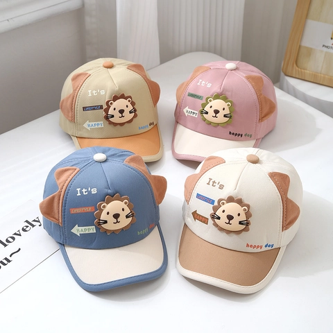Baby Baseball Cap Cotton Blend Cartoon Lion Pattern Sun Protection Sunshade Hat For Toddlers Boys Girls Cute