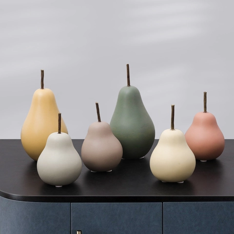Ornements Fruits Céramique Nordique Minimaliste Poire Pomme Citrouille Figurines Décoration Bureau Maison Moderne