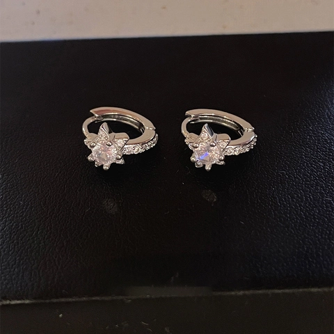Sternform Creolen Kupfer Zirkon Stern Inlay Mit Stahl Ohrringstecker Minimalistischer Luxus Zierlicher Schmuck