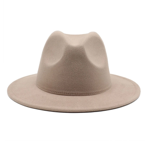 Classic Fedora Hat Woolen Felt Wide Brim Pinch Crown Solid Color Retro Jazz Cap For Men Women Autumn Winter