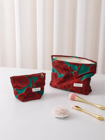 Vintage Chinesischer Stil Stickerei Kosmetiktasche Jacquard Stoff Make-up Beutel Mit Reißverschluss Eleganter Organizer Für Frauen