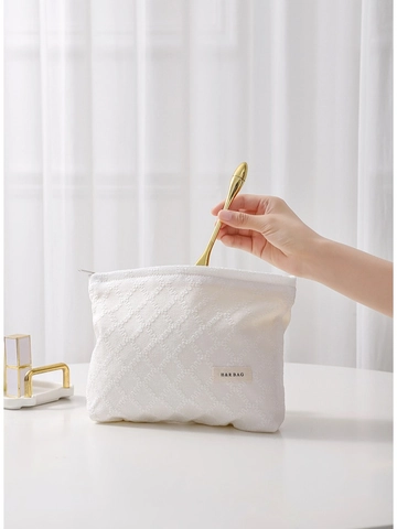Borsa Da Toilette Trapuntata Grande Capacità Pochette Per Trucco Organizzatore Da Viaggio Motivo Diamante 3D Fodera In Tela Stile Retrò Donne