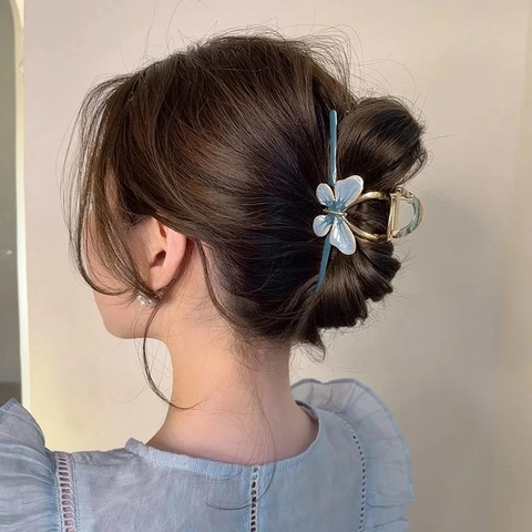 Pinza per Capelli a Farfalla in Metallo Elegante Smalto Clip a Squalo per Donna Forte Presa Accessori per Acconciature