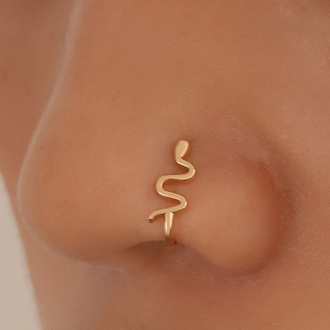 Fashion Geometric U-Shaped Non-Pierced Copper Zirconia Nose Cuffs For Women Butterfly Snake Fake Piercing Nose Rings Jewelry