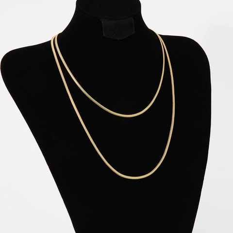 Stainless Steel Double Layer Snake Chain Necklace Minimalist Waterproof Elegant Fashion Jewelry For Women
