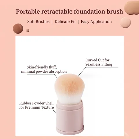 Ausziehbarer Make-up-Pinsel Tragbarer Rouge-Puder-Pinsel Weiche Kunstfaser-Pilzkopf Mit Deckel Rosa Mehrzweck