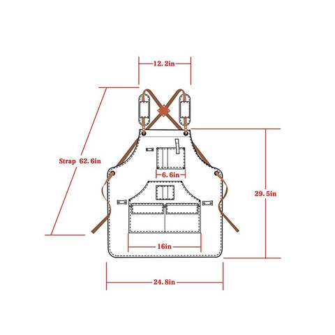 Heavy Duty Canvas Work Apron Multi Pockets Cross Back Leather Straps For Woodworking Electrician Barber Waterproof Tool Bib